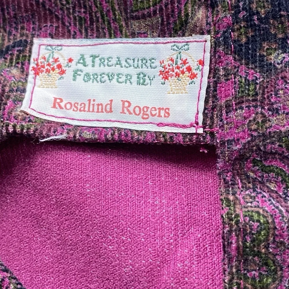 Vintage Dress Girls 7 Years Purple Corduroy Paisley Floral by Rosalind Rogers